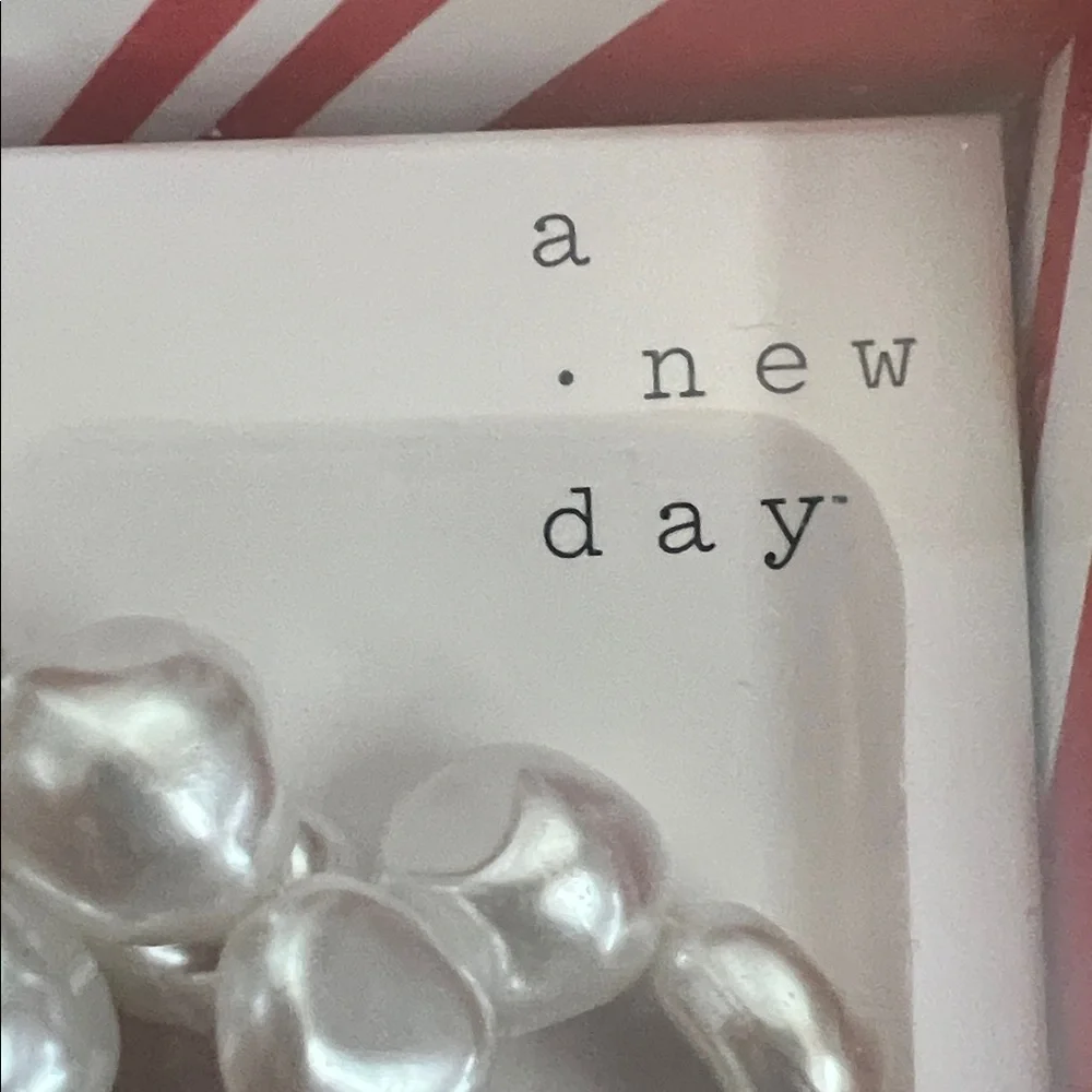 A New Day White Pearl Phone Case Strap with Gold Accents
